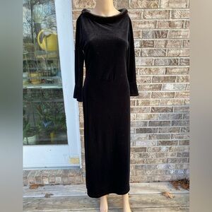 Vintage 80s Kathie Lee Collection Black Velvet Bell Sleeve Maxi Dress